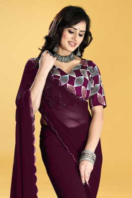 JenaFashion Embroidered Bollywood Georgette Saree(Maroon)