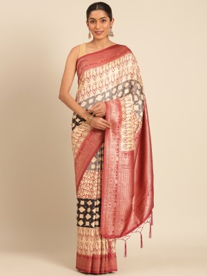 Tasrika Woven Bollywood Silk Blend Saree(Cream)