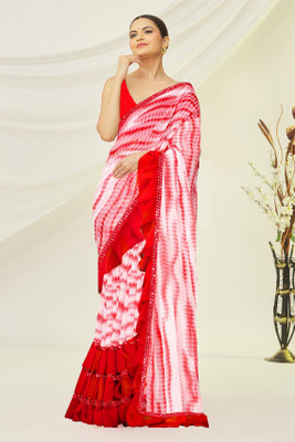 LIMTD Printed Bollywood Georgette, Chiffon Saree(Red)