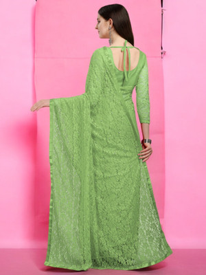 NEXA Self Design Bollywood Net Saree(Green)
