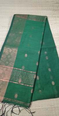 Sandhyatara Woven Handloom Cotton Silk Saree(Dark Green)