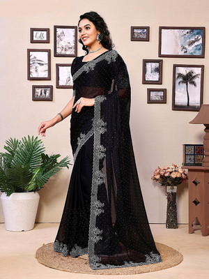 NewPoojaSaree Embellished Daily Wear Art Silk Saree(Black)