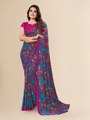 Moda Rapido Printed, Self Design Daily Wear Georgette Saree(Green)