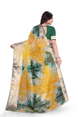 Aarunika MNT Solid/Plain Bollywood Organza Saree(Green)