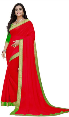 HouseOfCommon Self Design Bollywood Chiffon Saree(Red)