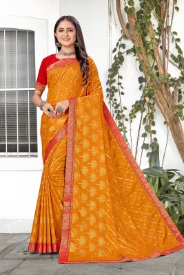 Wamsi Printed Bollywood Pure Silk, Art Silk Saree(Yellow)