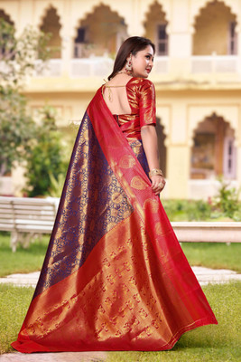 jayant creation Self Design, Woven Banarasi Silk Blend, Jacquard Saree(Light Blue)
