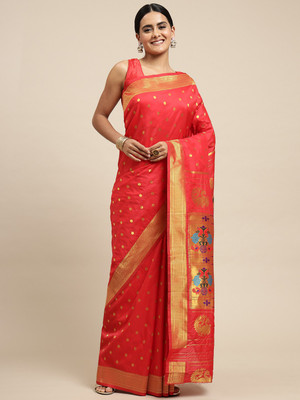 AMIRAT CLOTING Self Design Kanjivaram Jacquard Saree(Red)