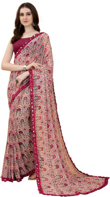 Vedant Vastram Floral Print Bollywood Georgette Saree(Red)