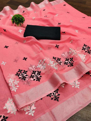 Vleez Embroidered Chettinadu Chanderi Saree(Magenta)