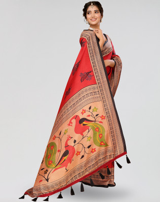Nirvaan Printed Daily Wear Art Silk Saree(Red)