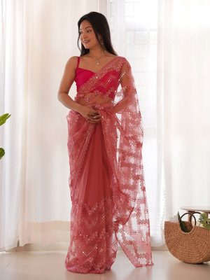 Sareemall Embellished Bollywood Net Saree(Pink)