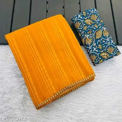 Dhanlaxmi CreationLLP Woven Manipuri Chiffon Saree(Mustard)