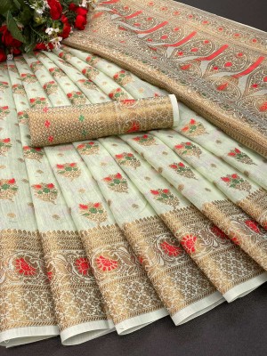 YAGNAM FAB Self Design Kanjivaram Cotton Silk Saree(Light Green)