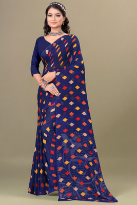 Divastri Printed Daily Wear Georgette Saree(Dark Blue)