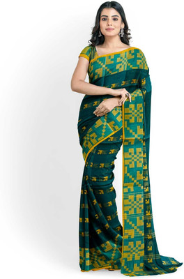 Dutta Self Design Tant Pure Cotton Saree(Blue)