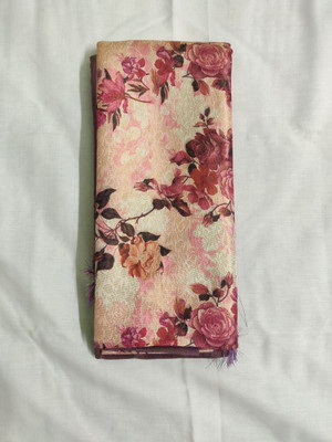 GFE Enterprises Floral Print, Digital Print, Printed Daily Wear Silk Blend Saree(Pink)