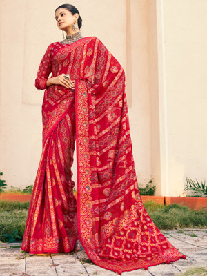 ANOUK Woven Bollywood Georgette Saree(Red)