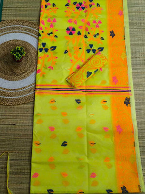 S.K. HOUSE Self Design Handloom Cotton Silk Saree(Multicolor)