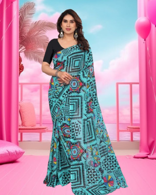 Jayu Printed Bollywood Georgette Saree(Light Blue)