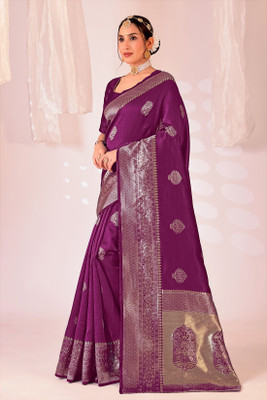 Suali Woven Banarasi Pure Silk Saree(Purple)