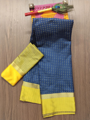 Gajal Self Design Daily Wear Art Silk, Pure Silk Saree(Dark Blue)