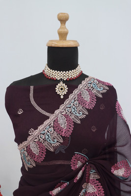 MIYANIFAB Embroidered Bollywood Silk Blend Saree(Multicolor)