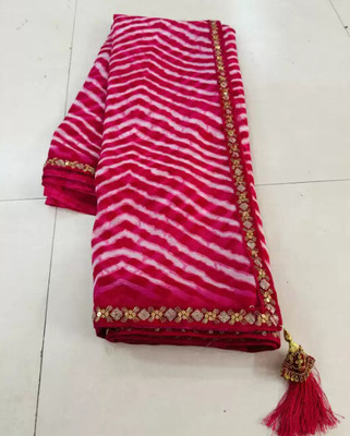 S.R.TEXTILES Striped Bollywood Georgette Saree(Pink)