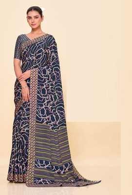 Panchvati NX Printed Bollywood Crepe Saree(Multicolor)