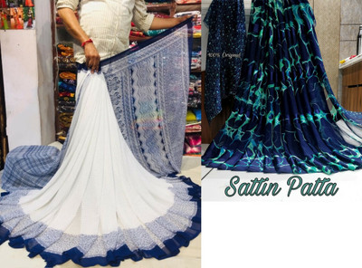Sitanjali Polka Print Bollywood Georgette Saree(Pack of 2, Dark Blue)