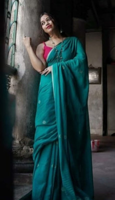 sdn Woven Handloom Handloom Cotton Blend Saree(Pack of 2, Green)