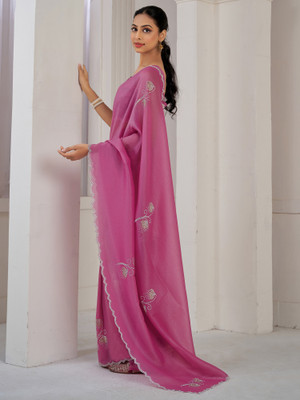 Sareemall Embellished Bollywood Pure Silk Saree(Purple)