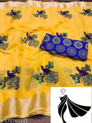 Sayal Creation Self Design Chanderi Cotton Silk Saree(Yellow)