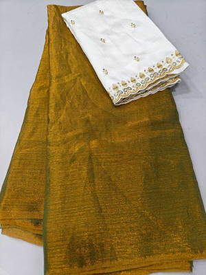 HouseOfCommon Solid/Plain Bollywood Chiffon Saree(Gold)