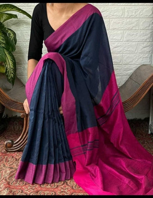 karmakar Self Design, Woven Tant Pure Cotton Saree(Dark Green, Magenta, Brown, Dark Blue, Grey)