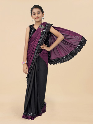 SISA ENTERPRIZE Embellished Bollywood Lycra Blend Saree(Purple)