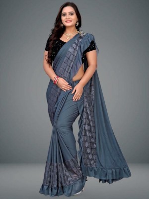 Sonali Fashion Embellished Bollywood Lycra Blend Saree(Grey)