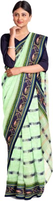 DipDiya Printed Tant Pure Cotton Saree(Light Green)