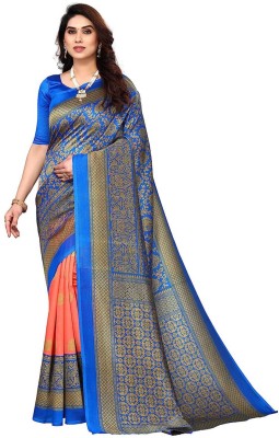 Krissh Printed Banarasi Satin Saree(Multicolor)