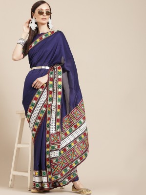 Tasrika Embroidered, Self Design Bollywood Silk Blend Saree(Blue)