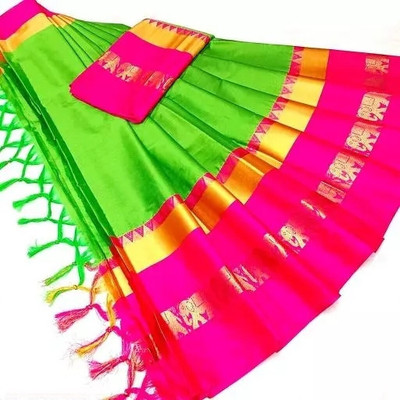 Mortal Textile Woven Handloom Cotton Silk Saree(Red)