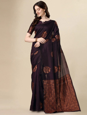 K SALIYA ENTERPRISE Geometric Print Kanjivaram Tussar Silk Saree(Beige)
