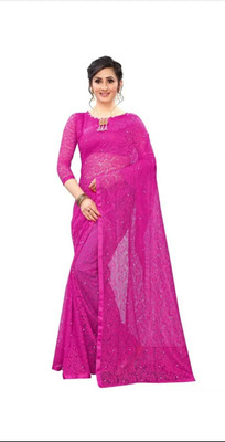 Divya Shree Self Design Bollywood Net Saree(Purple)