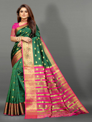 Karmnath Woven, Paisley, Self Design Banarasi Pure Silk, Cotton Silk Saree(Multicolor)