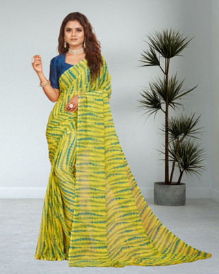 Jayu Printed Bollywood Georgette Saree(Yellow)