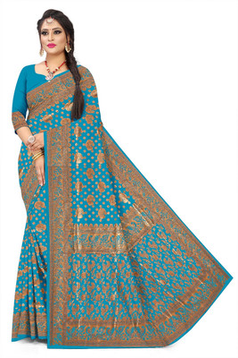 Avinya Elegance Printed Banarasi Art Silk Saree(Light Blue)