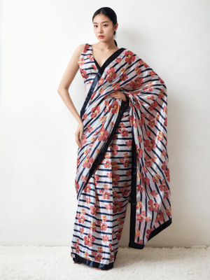 Divastri Printed Bollywood Silk Blend Saree(Multicolor)