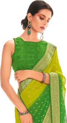 Akhilam Embroidered Bollywood Silk Blend Saree(Green)