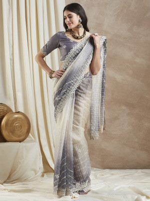 Sareemall Embellished Bollywood Net Saree(Grey)