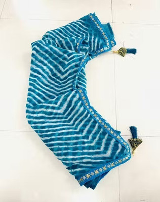 Online Bazaaar Printed Bollywood Georgette Saree(Light Blue)